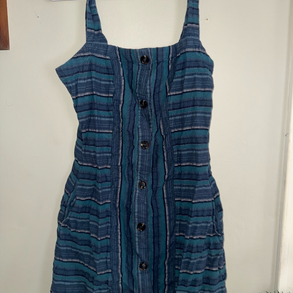Roxy Teal and Navy Striped Garment w/pockets